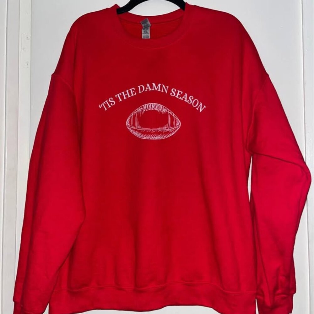 Novelty Football Sweatshirt, Bright Red, XL